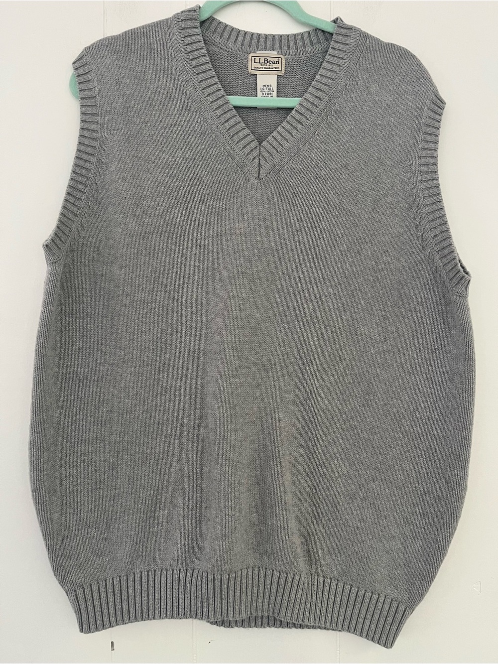 Vintage L.L. Bean Men’s TALL Cotton Knit Sweater Vest Gray Size Large-TALL